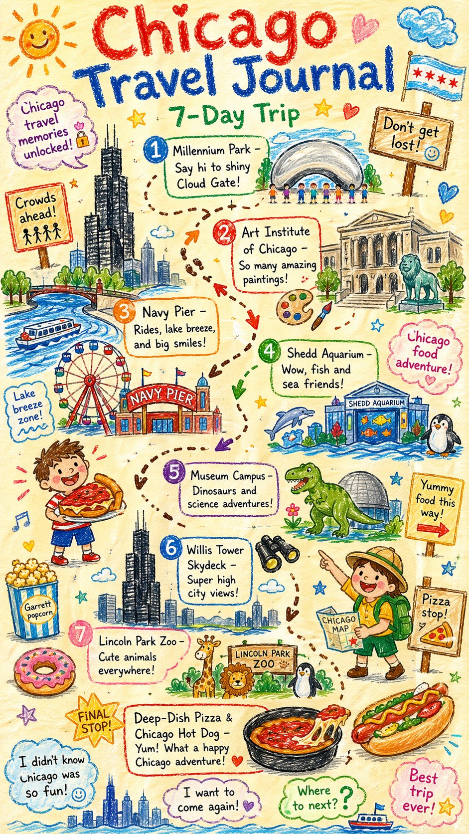 Kids’ Crayon Travel Journal Illustration